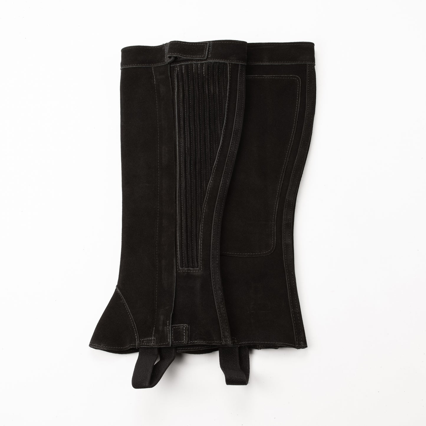 Half Chap - Black Suede - Elastic with Zipper Closure