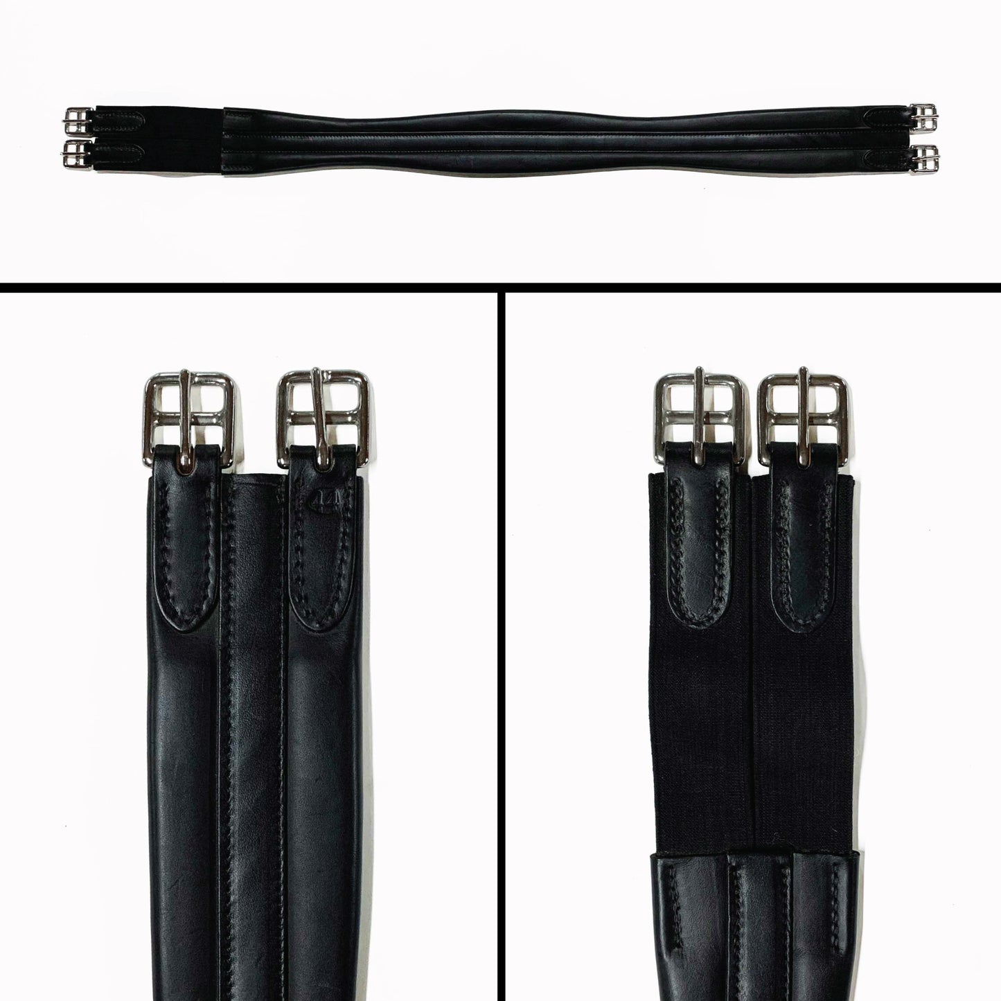 English Contour Girth - Black - Black Elastic