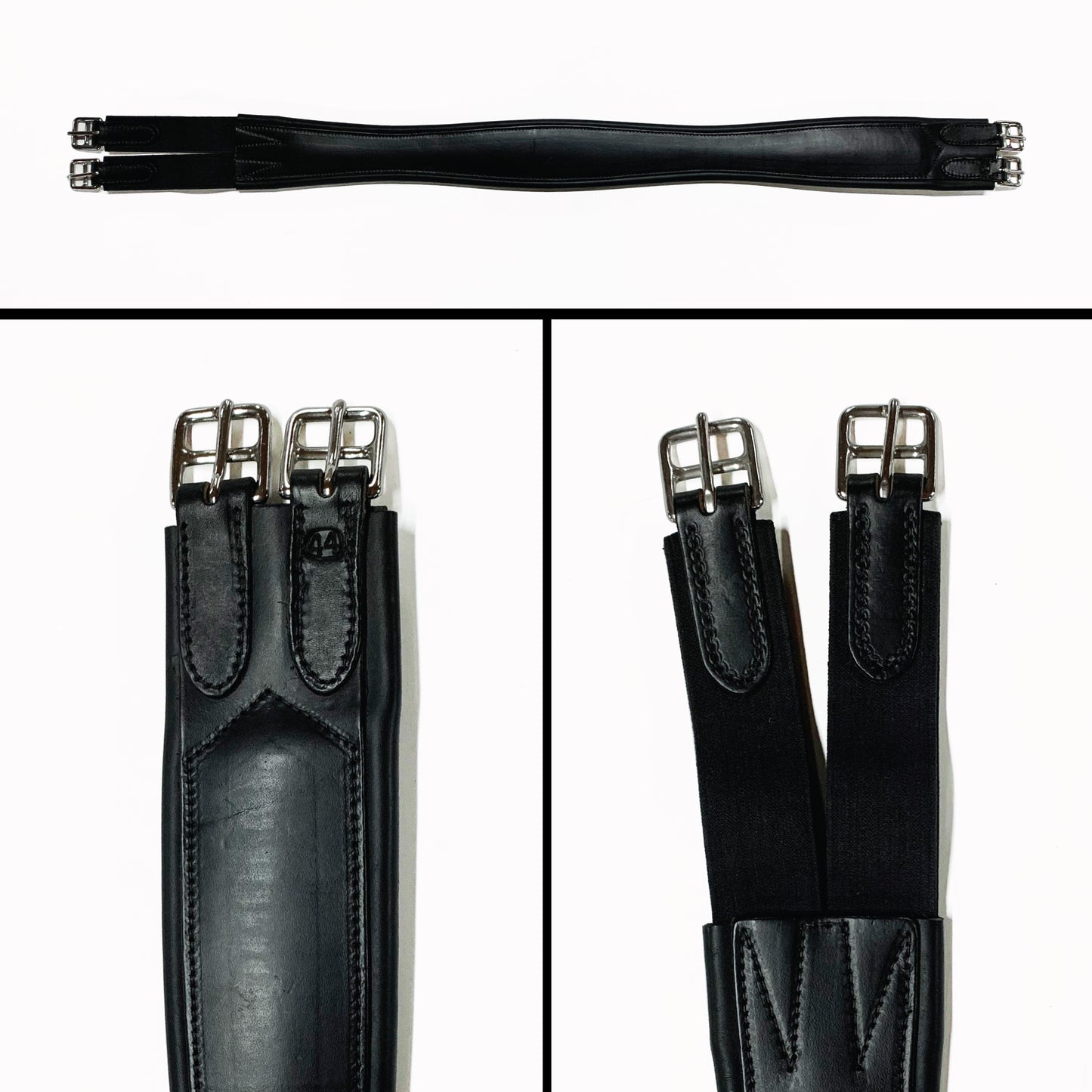 English Overlay Girth - Black - Black Elastic