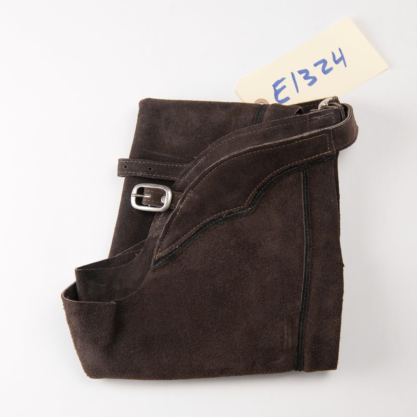 English Schooling Chaps - Brown Suede - Black Stripe