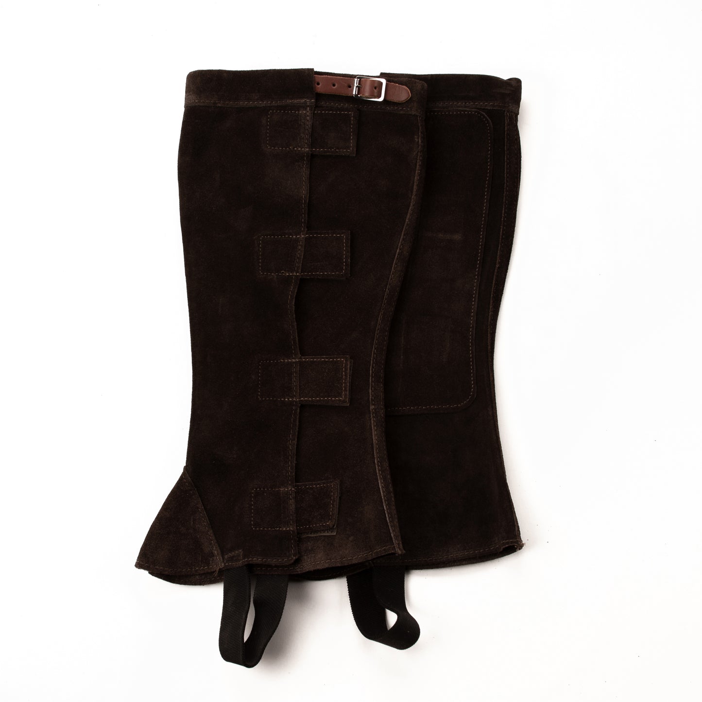 Half Chap - Brown Suede - Velcro & Buckle Closure with Orange Strap