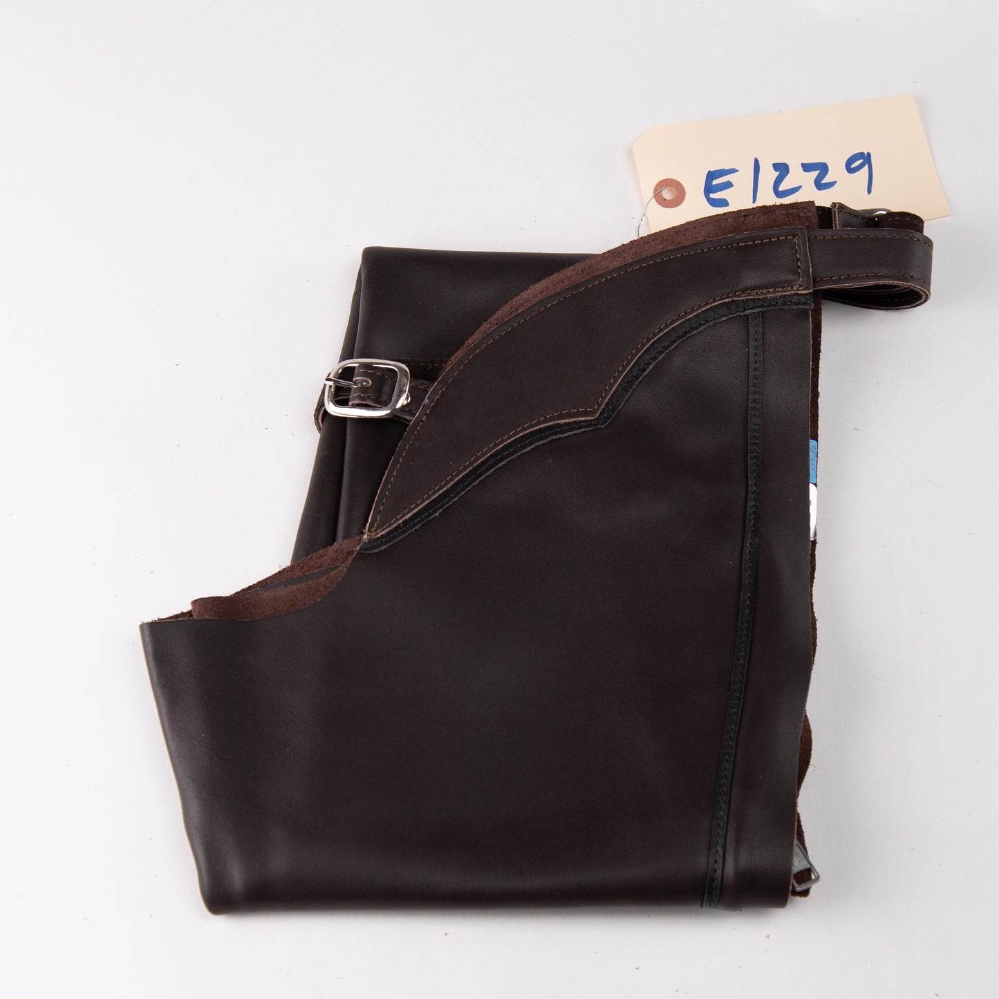 English Schooling Chaps - Brown Top Grain Leather - Black Stripe