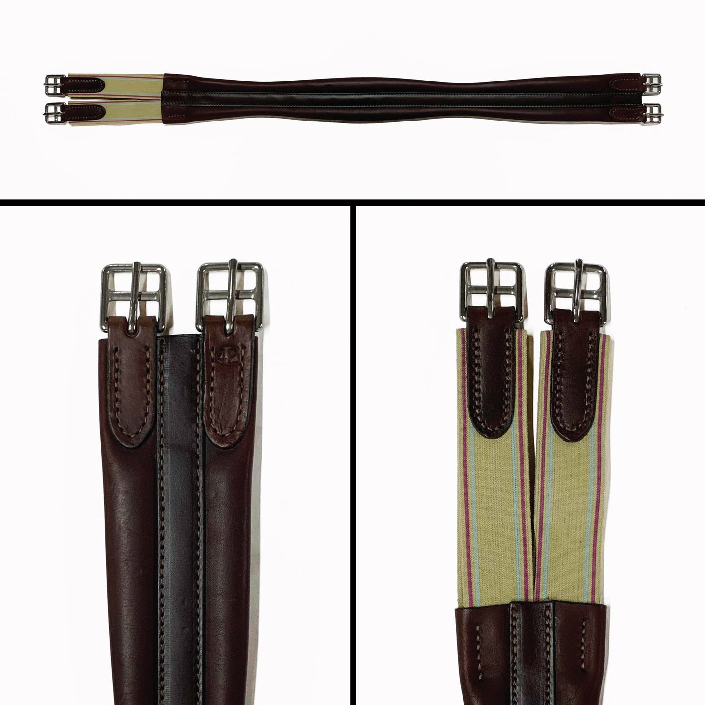 English Contour Girth - Havana - Tan Elastic
