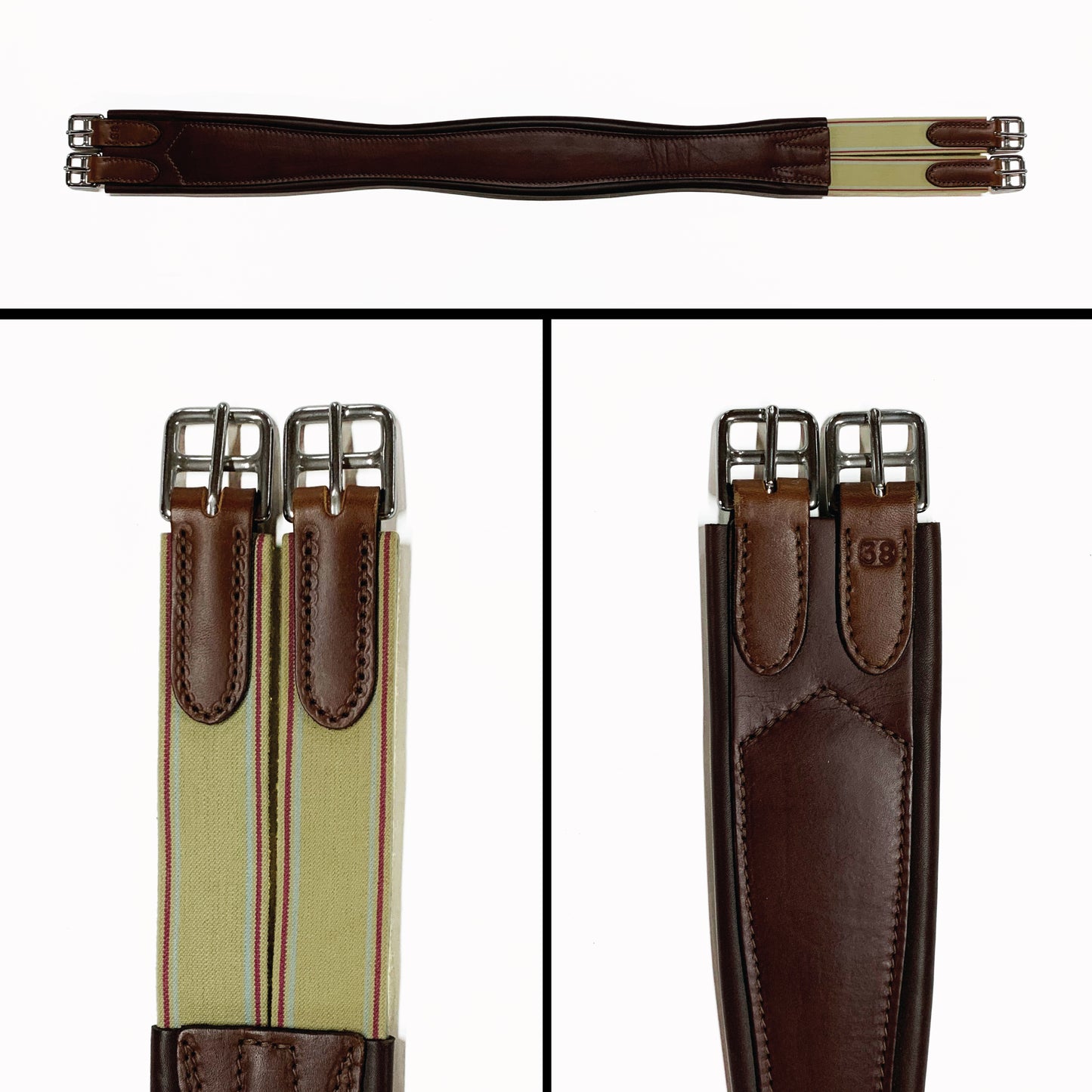 English Overlay Girth - Havana - Tan Elastic