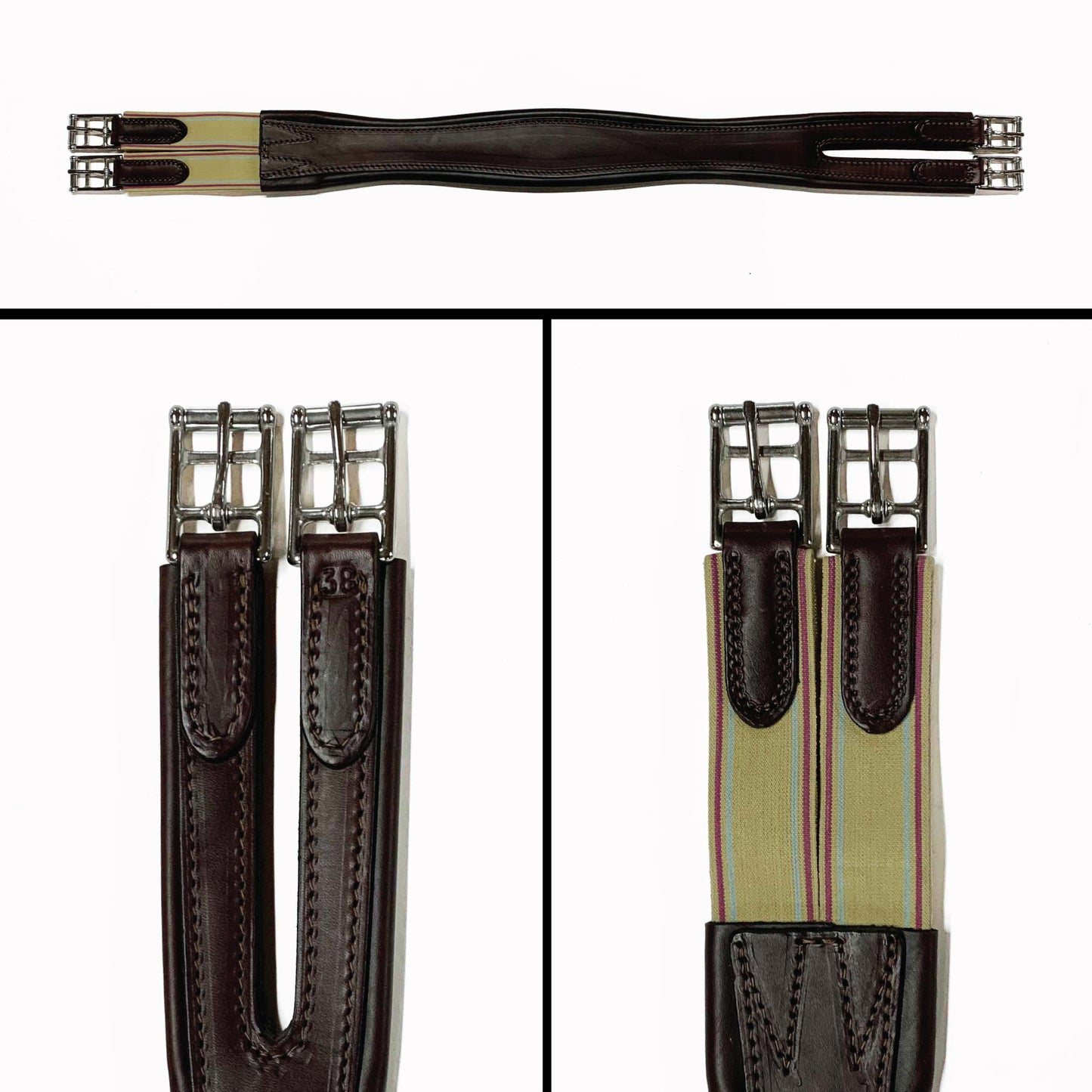 English Split End Girth - Havana - Tan Elastic