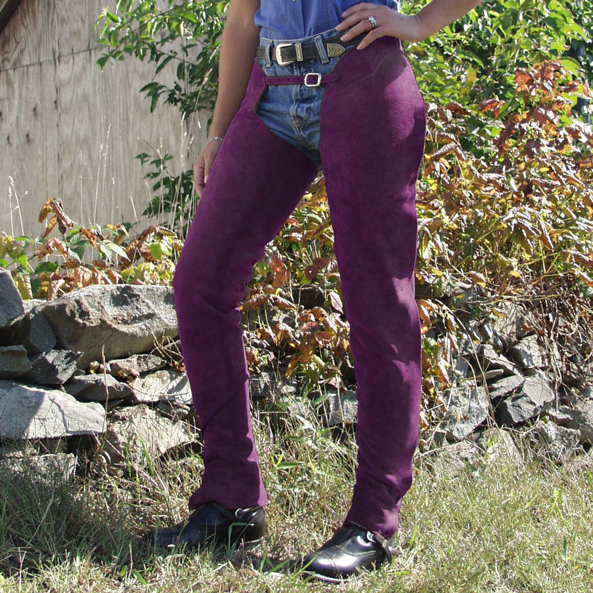 English Schooling Chaps - Purple Suede