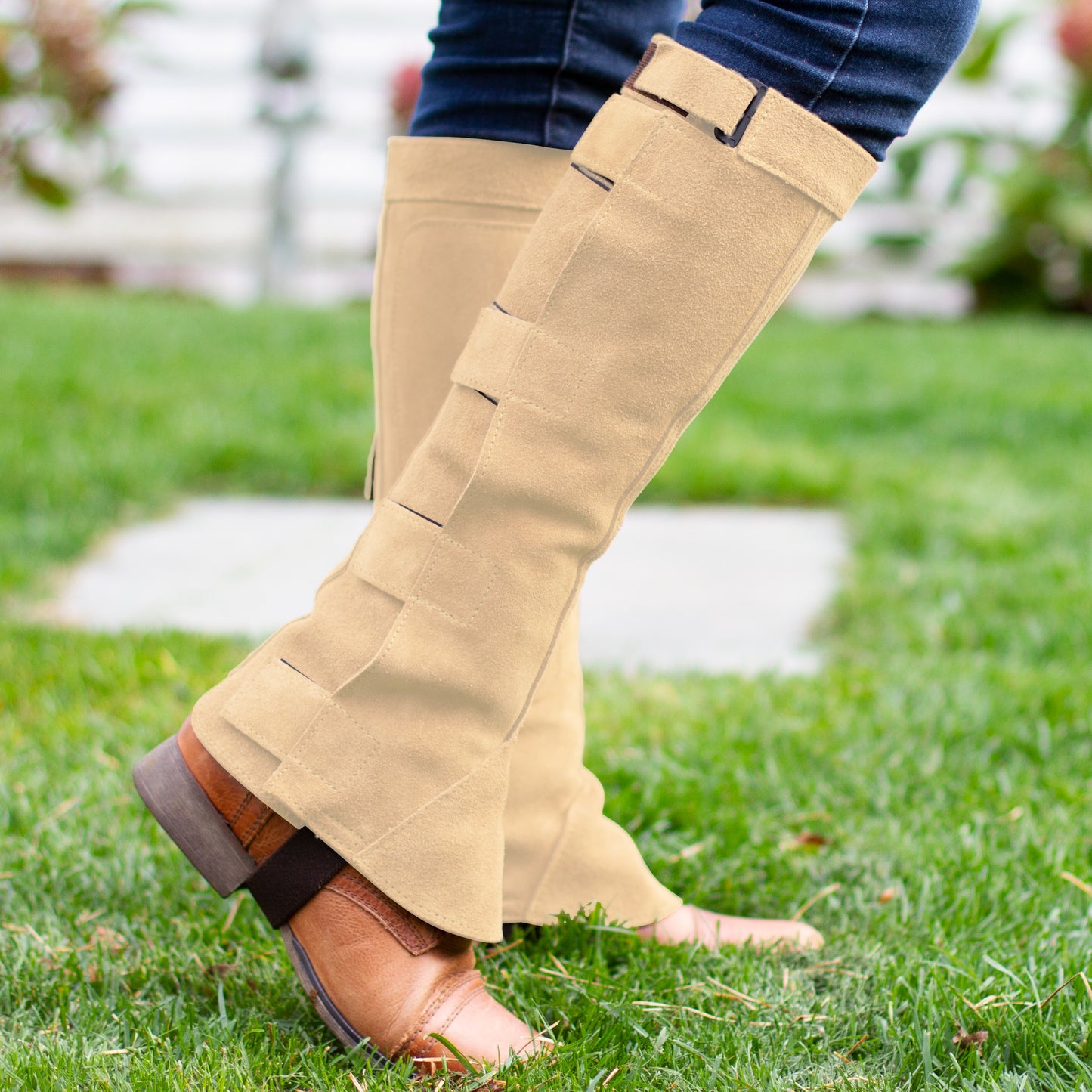 Half Chap - Sand Suede - Velcro Closure