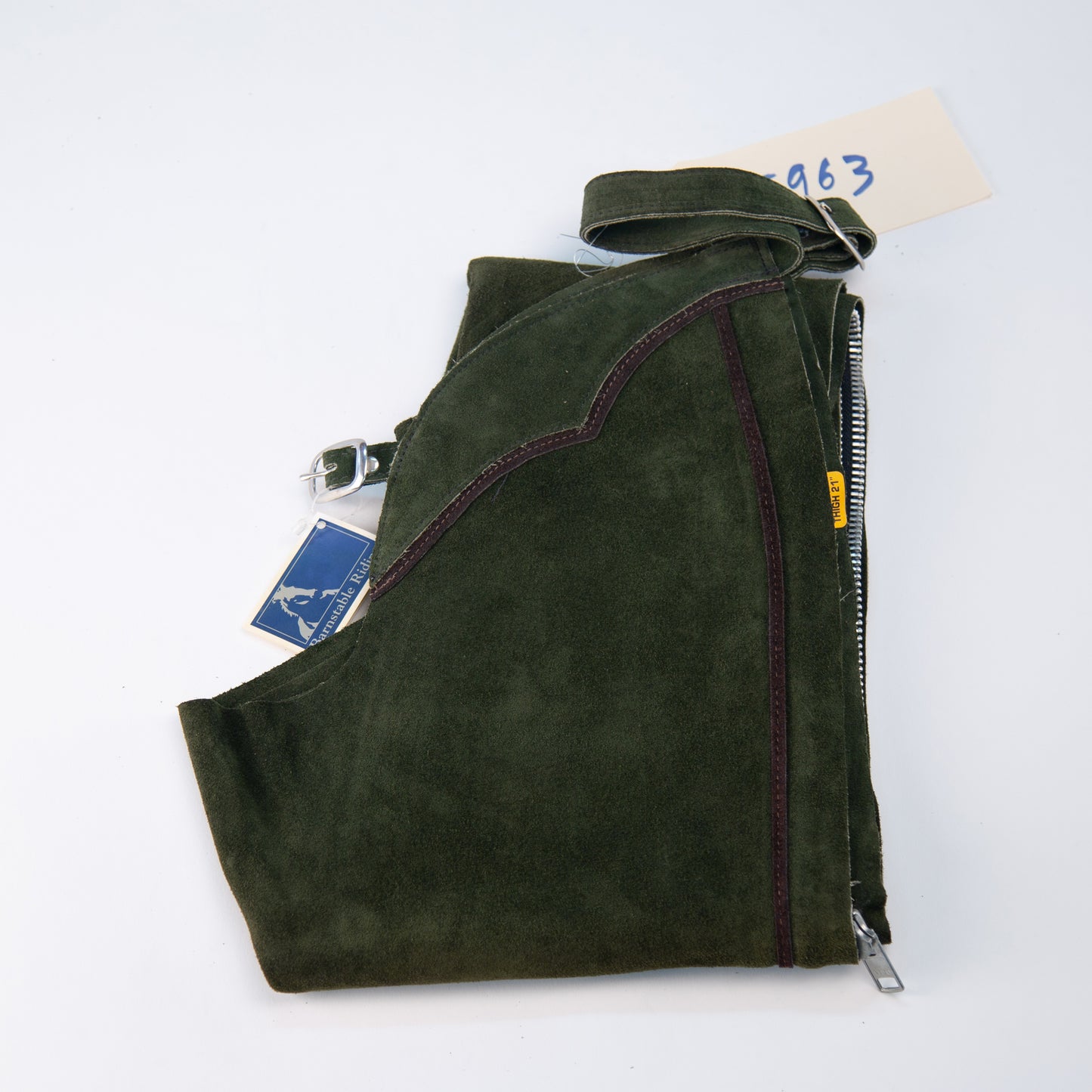 English Schooling Chaps - Hunter Suede - Brown Stripe