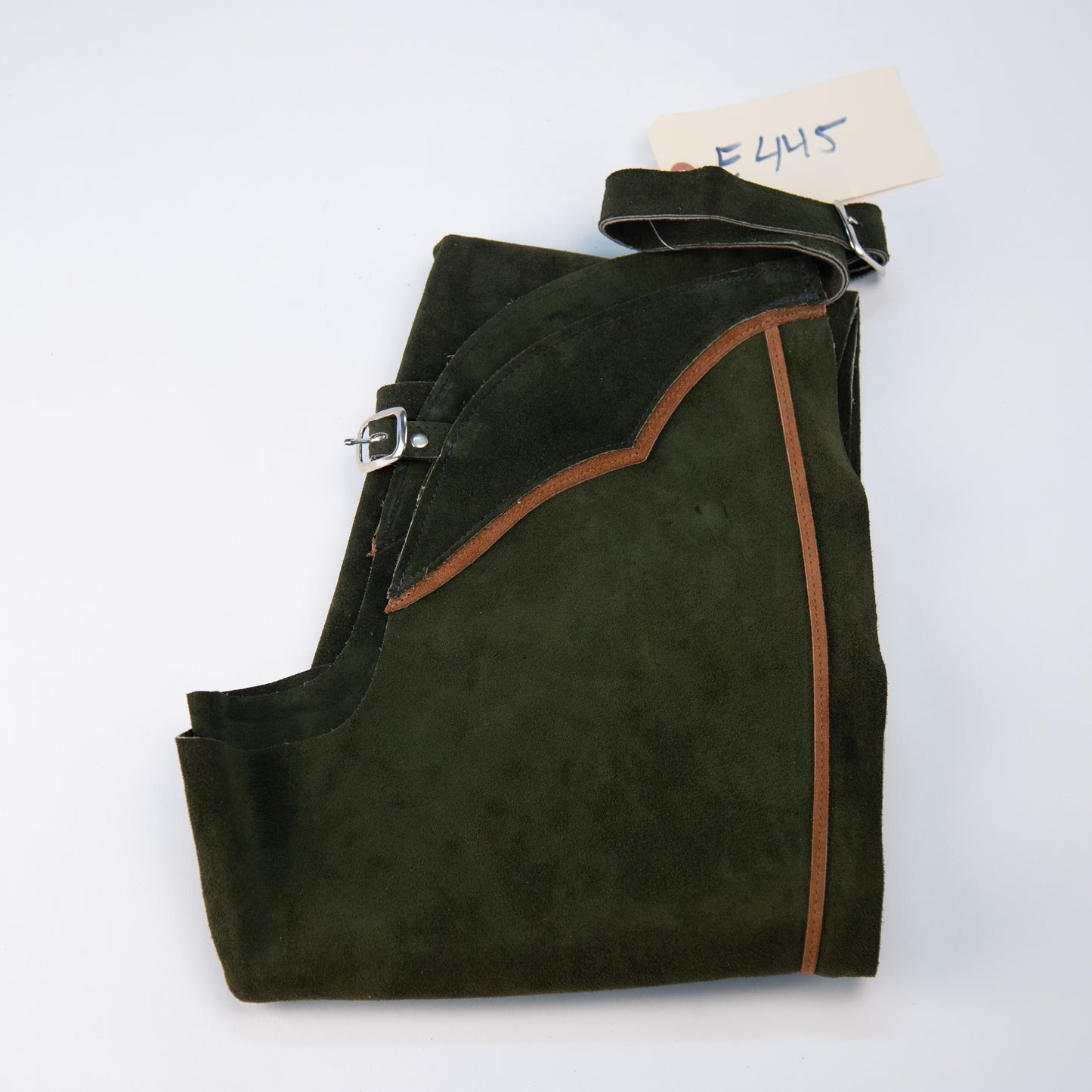 English Schooling Chaps - Hunter Suede - Toast Stripe