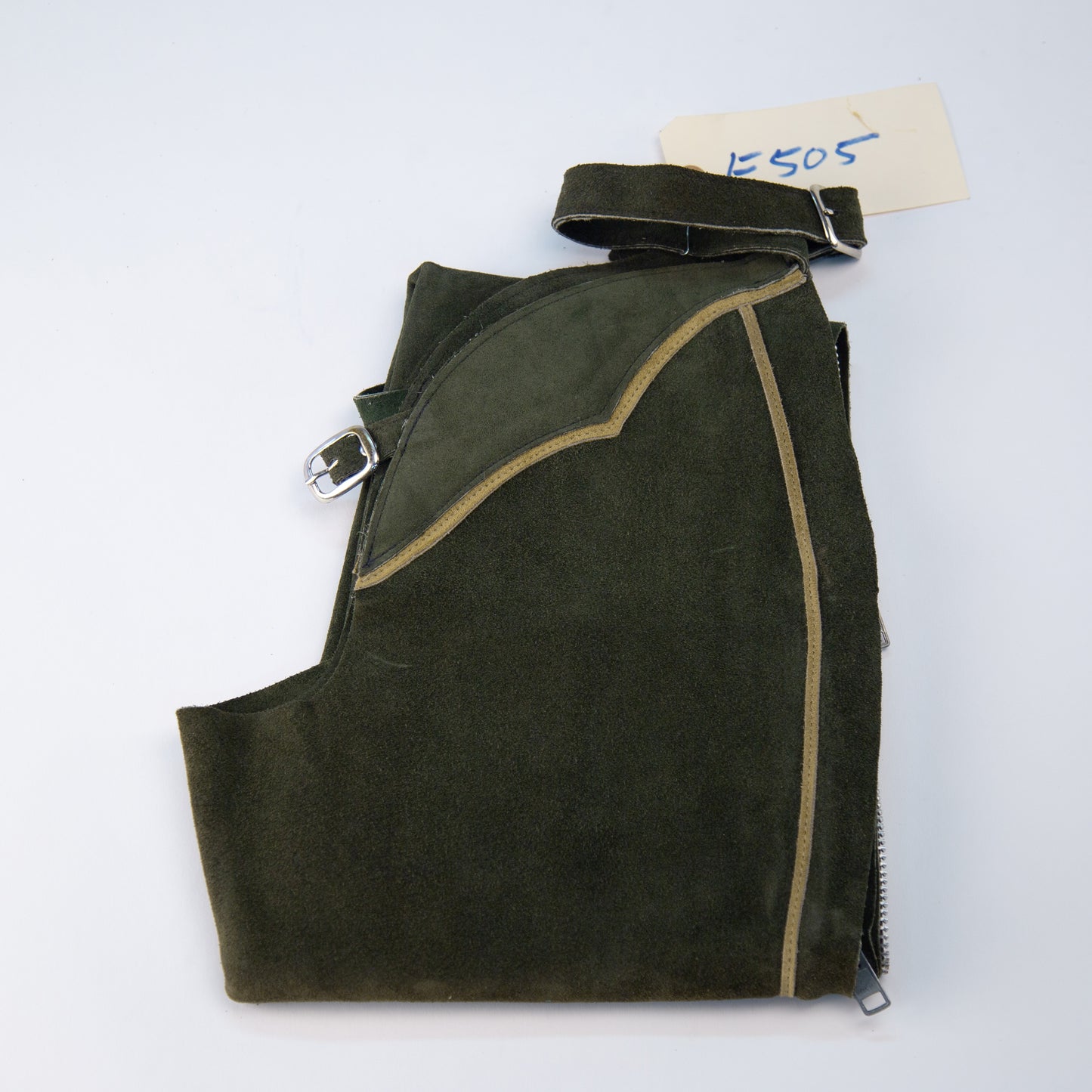 English Schooling Chaps - Hunter Suede - Taupe Stripe