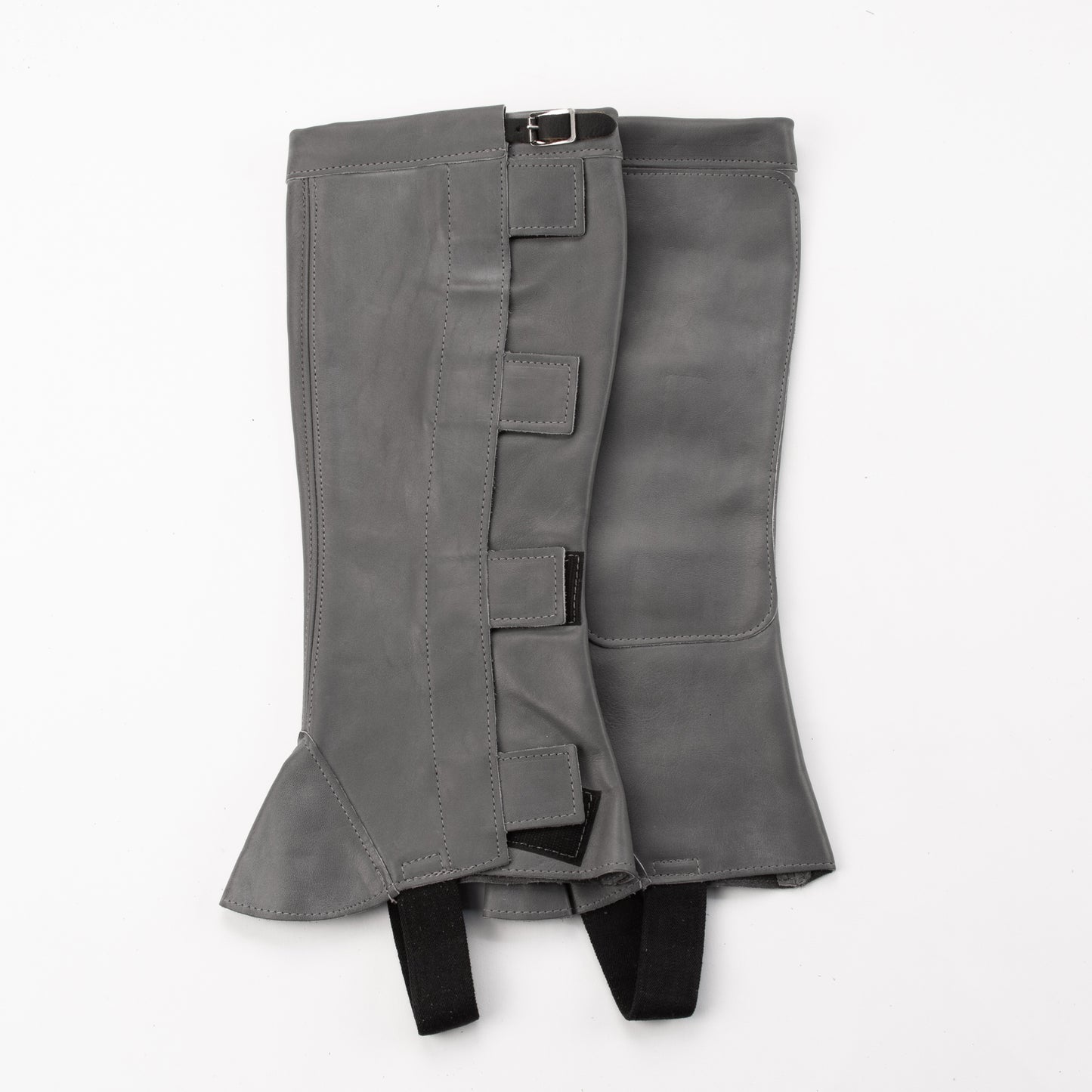 Half Chap - Grey Top Grain Leather - Velcro & Buckle Closure