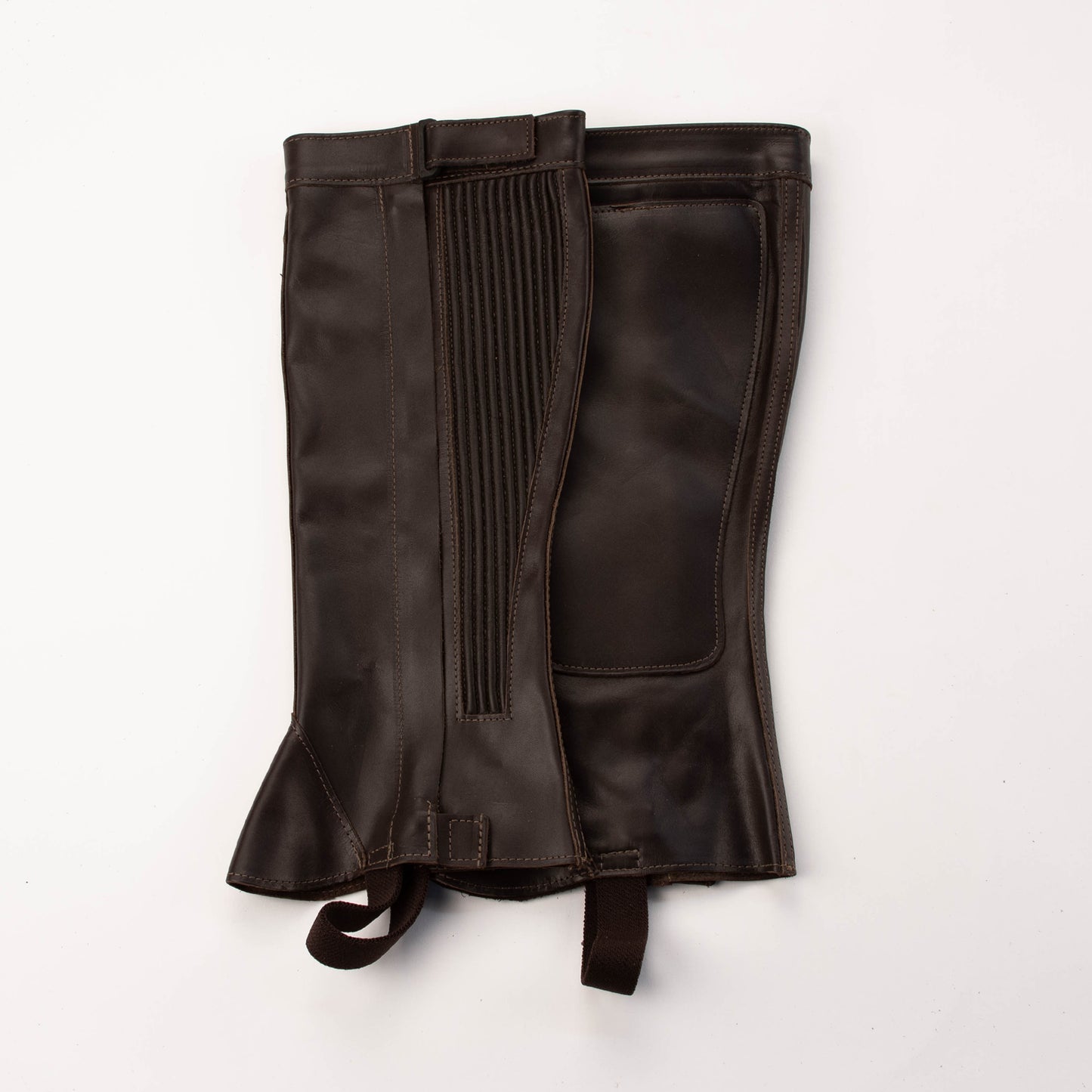 Half Chap - Brown Top Grain Leather - Elastic with Zipper Closure