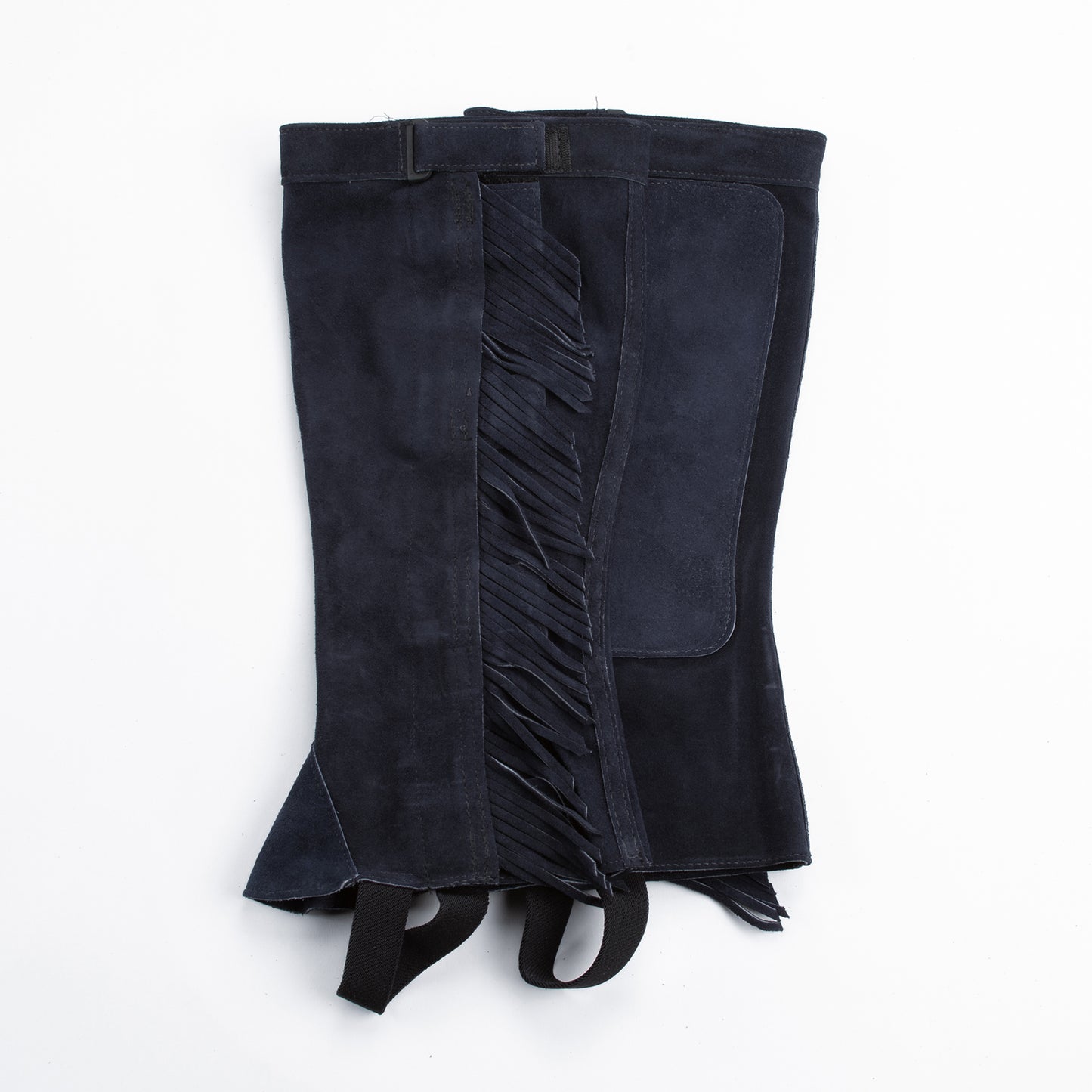 Half Chap - Fringe - Navy Suede - Velcro Closure