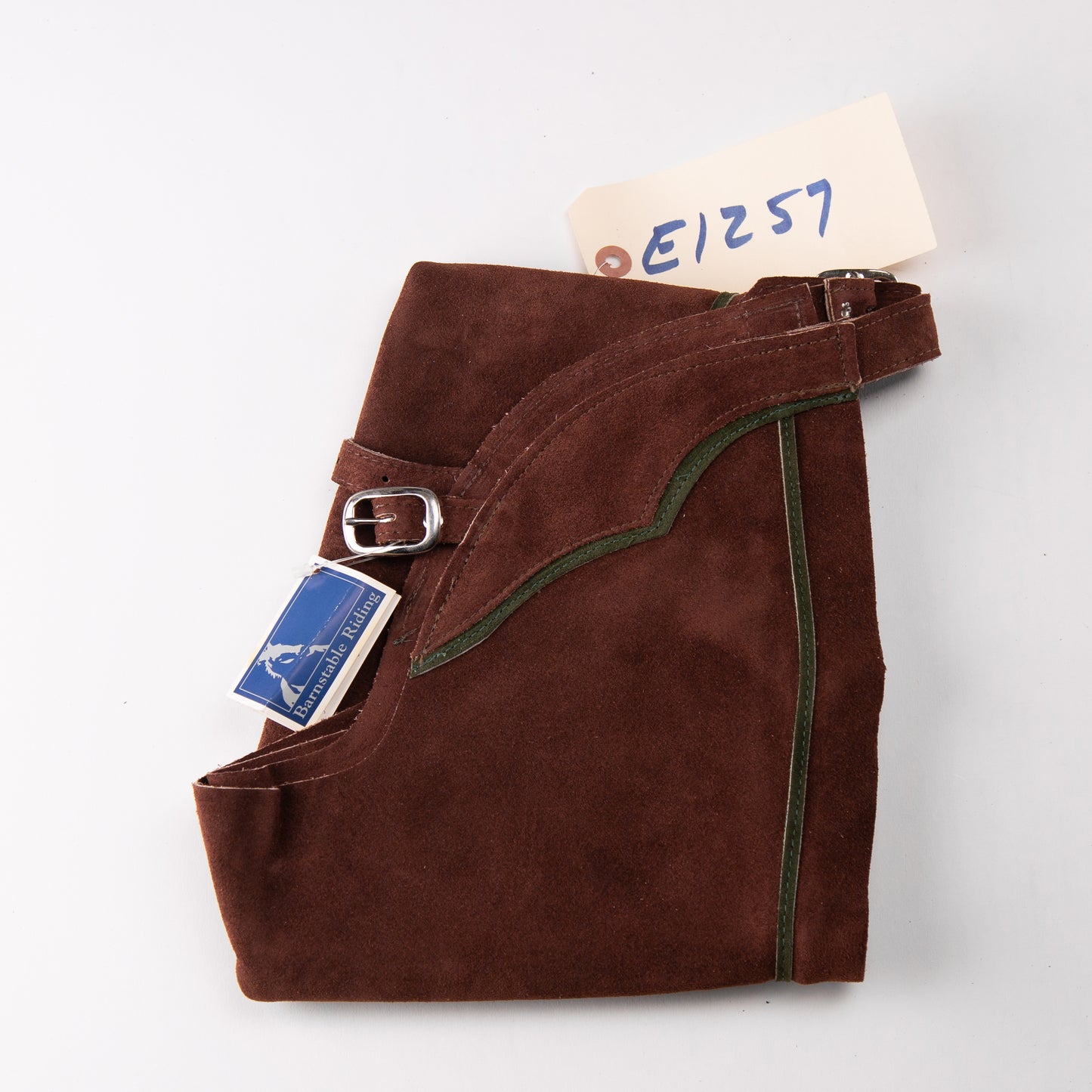 English Schooling Chaps - Rust Suede - Hunter Stripe
