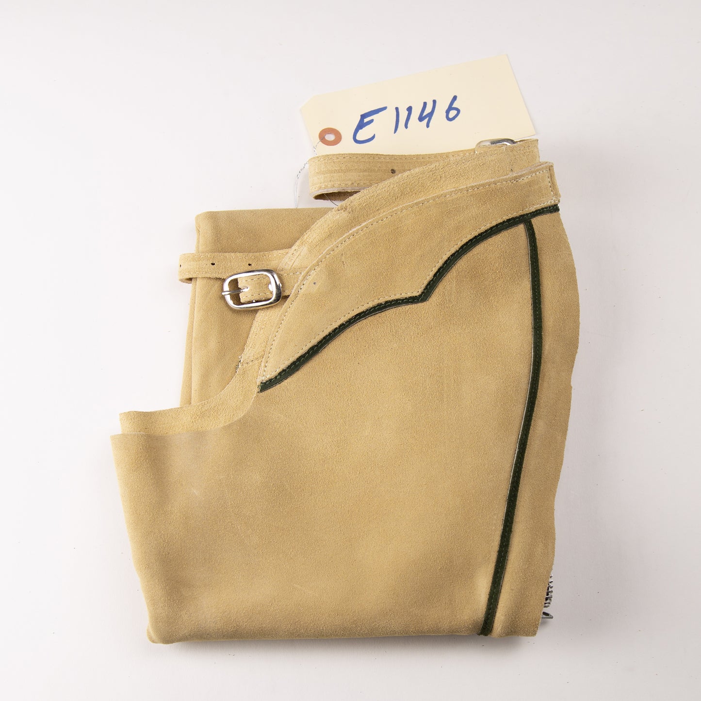 English Schooling Chaps - Sand Suede - Hunter Stripe