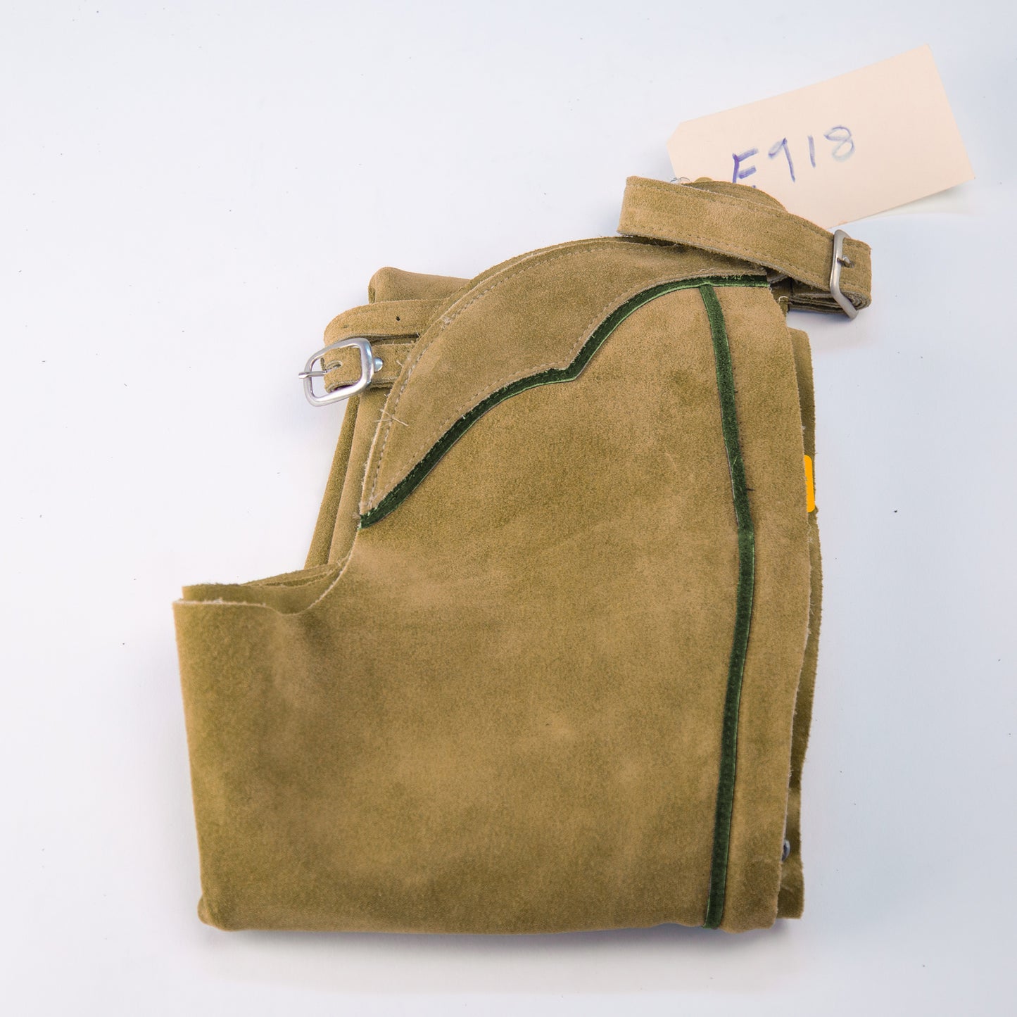 English Schooling Chaps - Taupe Suede - Hunter Stripe