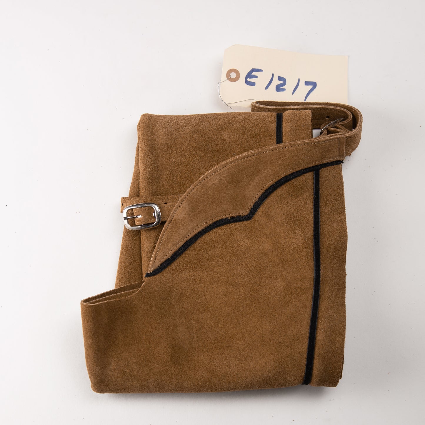 English Schooling Chaps - Toast Suede - Black Stripe