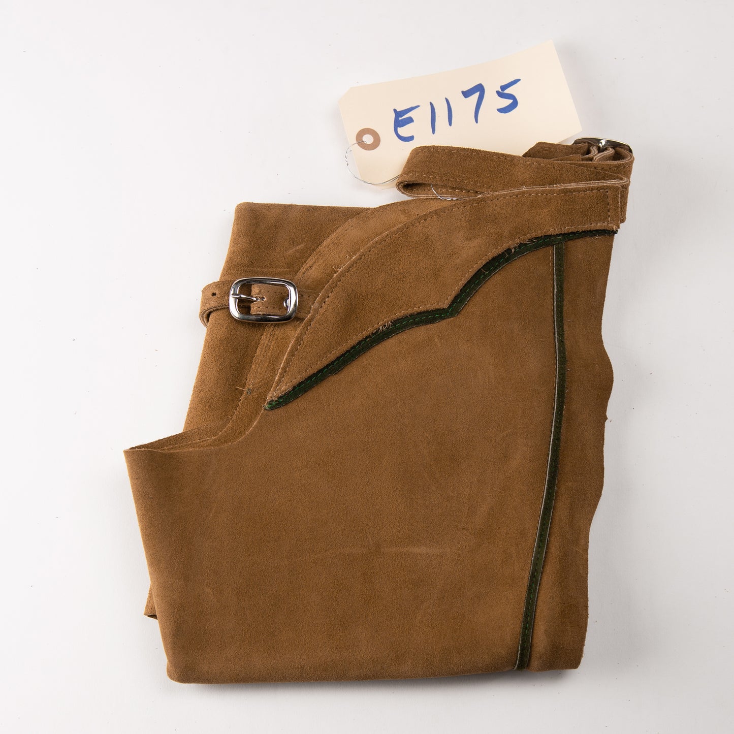 English Schooling Chaps - Toast Suede - Hunter Stripe