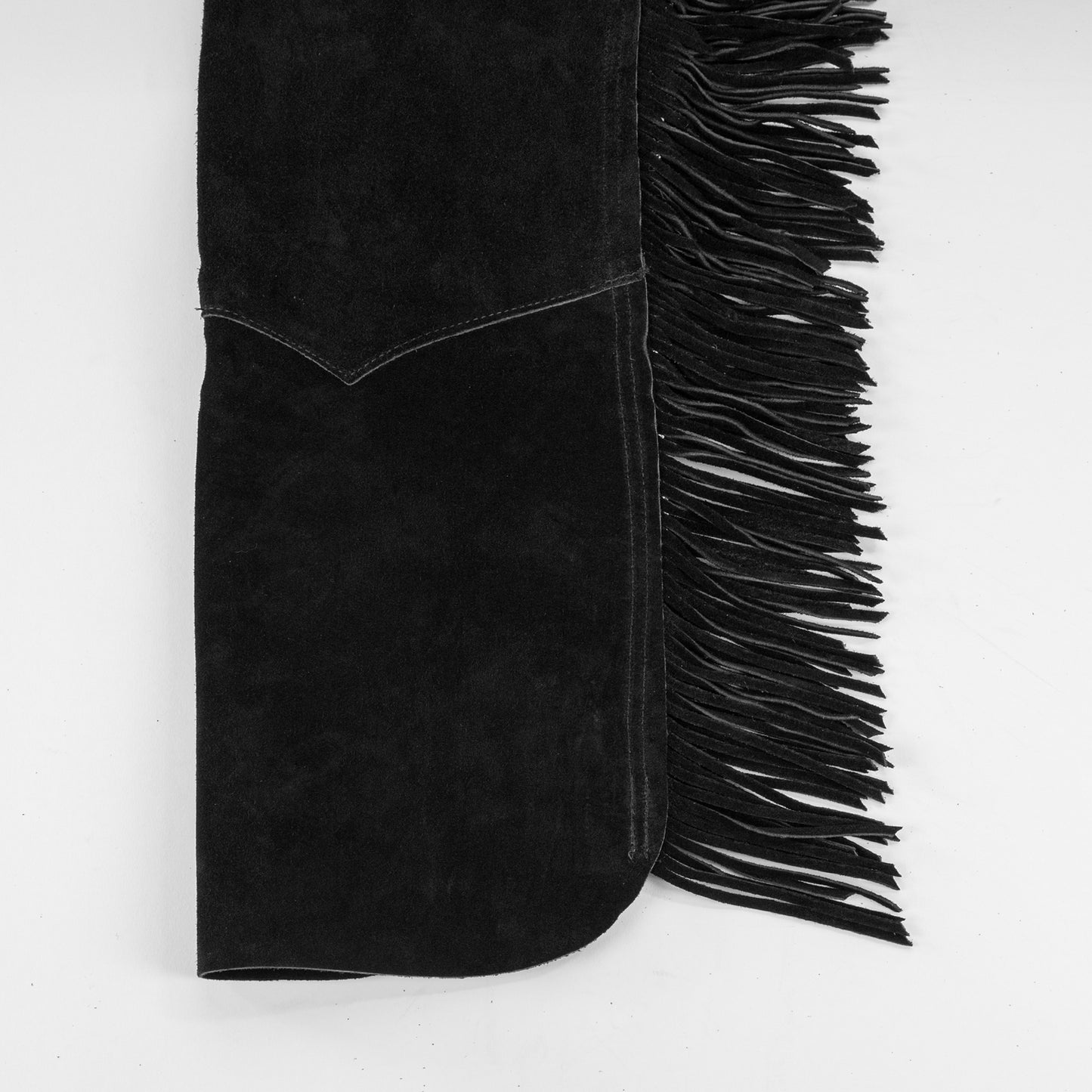 Western Equitation Chaps - Black Suede - Fringe - Double Concho