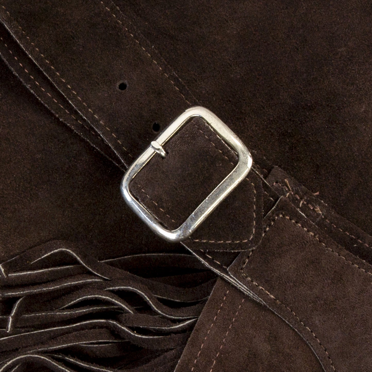 Western Boot Cut Chaps - Brown Suede - Fringe