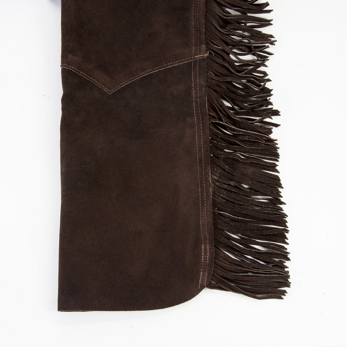 Western Boot Cut Chaps - Brown Suede - Fringe
