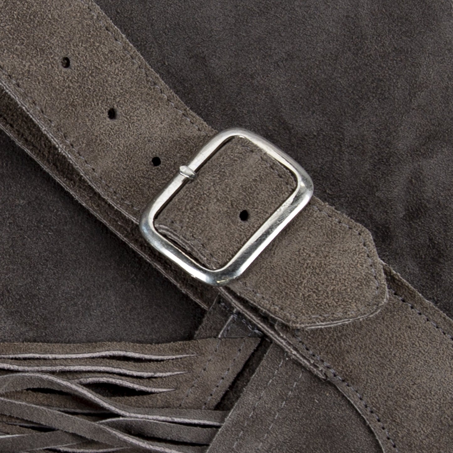 Western Boot Cut Chaps - Grey Suede - Fringe