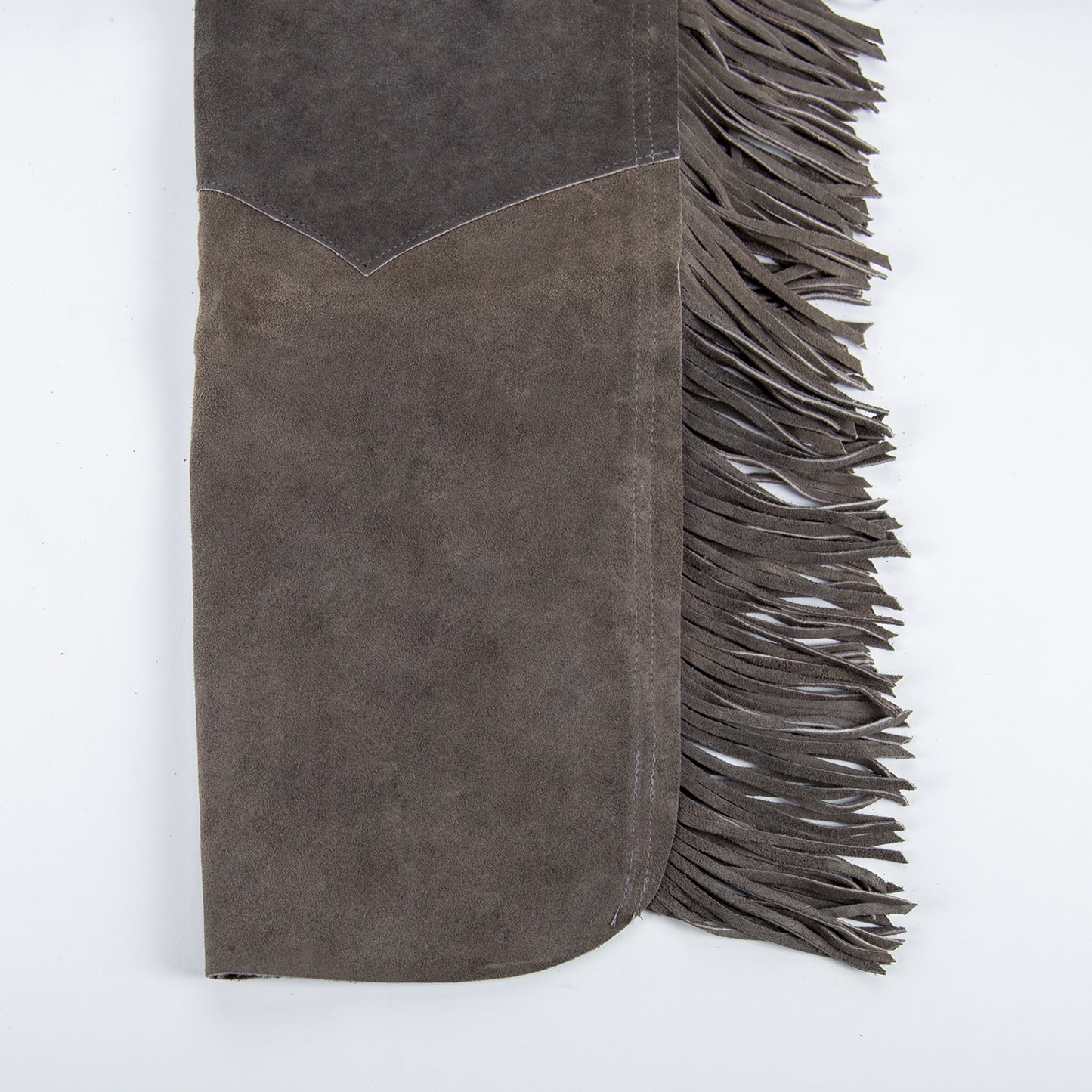 Western Boot Cut Chaps - Grey Suede - Fringe