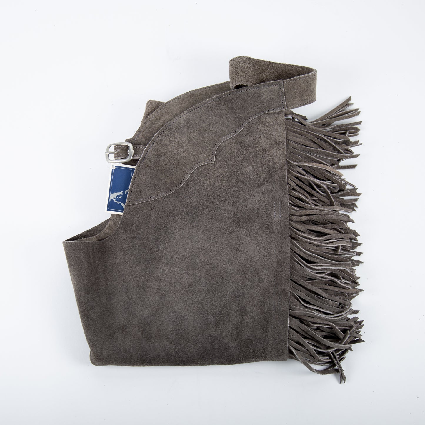 Western Boot Cut Chaps - Grey Suede - Fringe