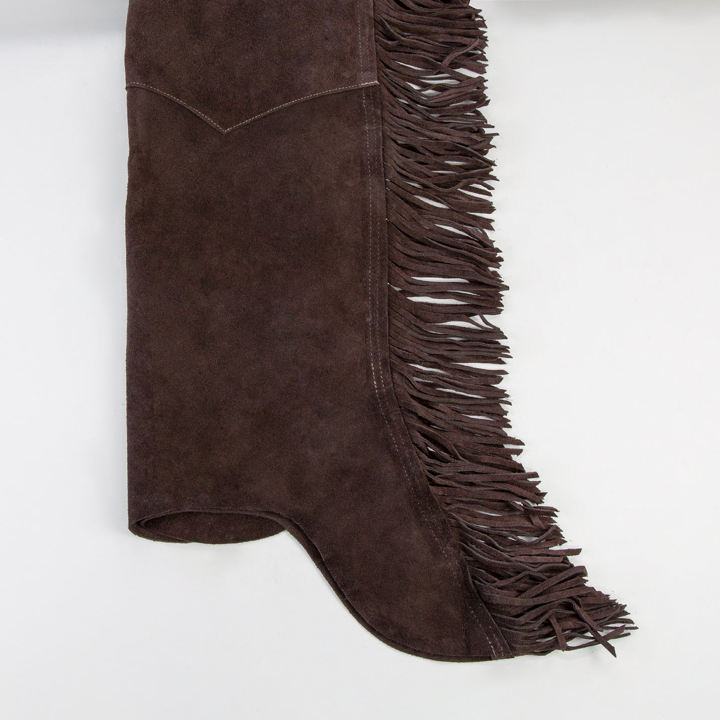 Western Equitation Chaps - Brown Suede - Fringe - Double Concho