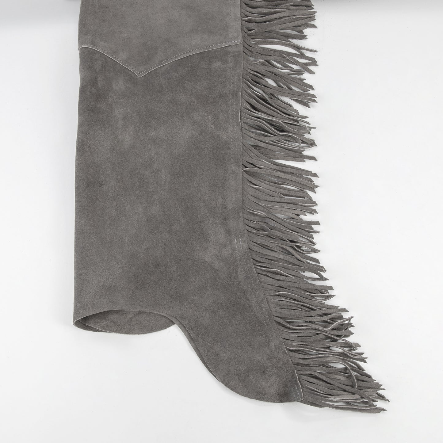 Western Equitation Chaps - Grey Suede - Fringe - Single Concho