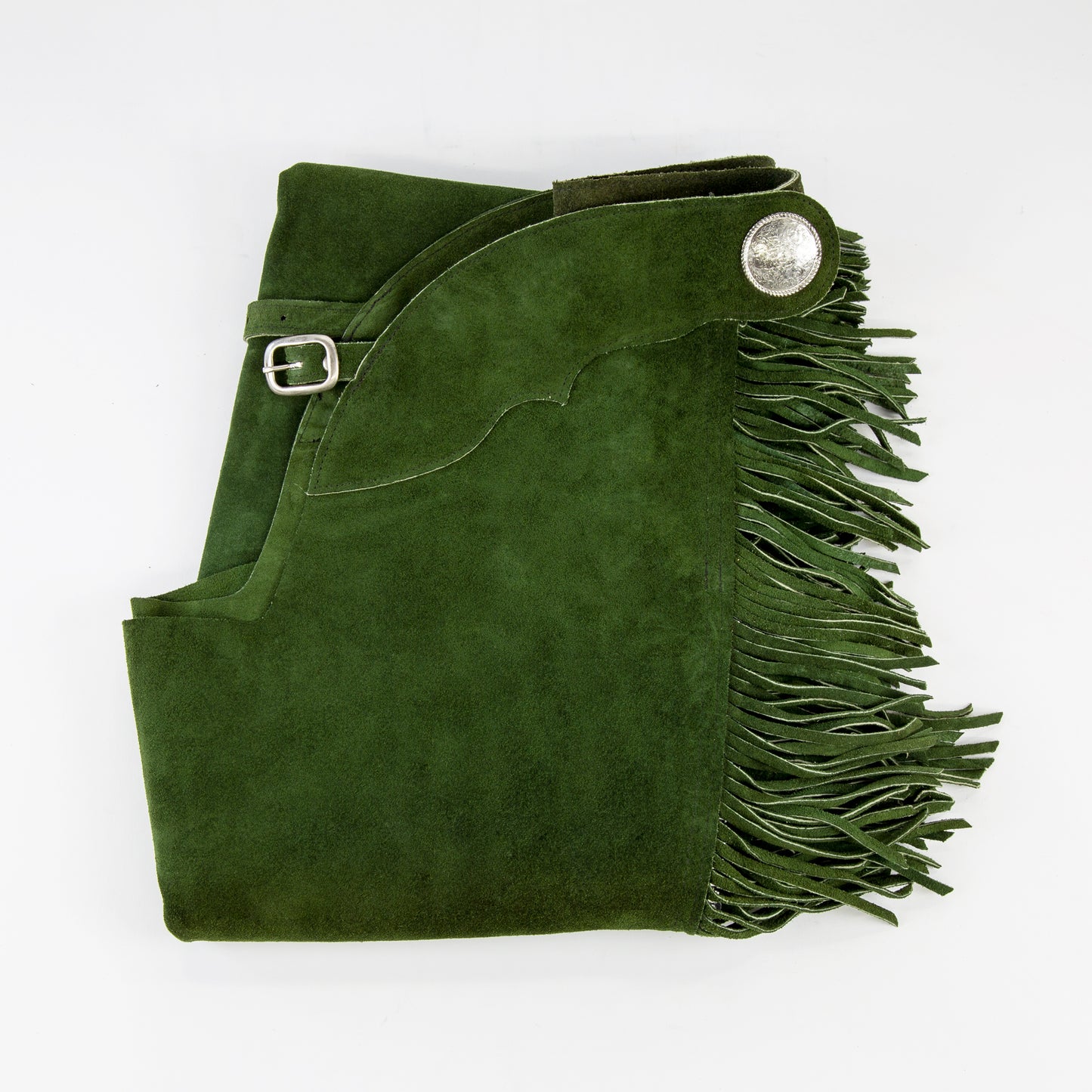 Western Equitation Chaps - Hunter Suede - Fringe - Double Concho