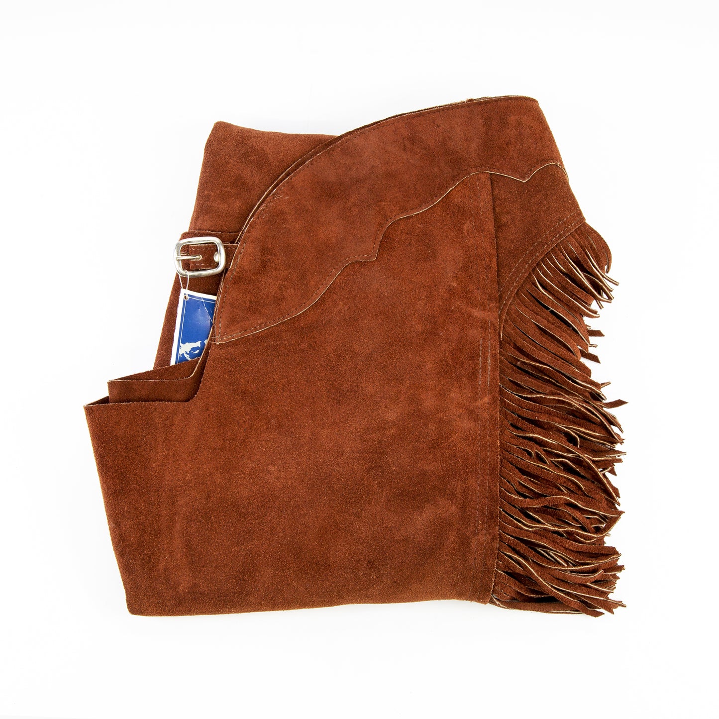 Western Equitation Chaps - Rust Suede - Fringe - Single Concho