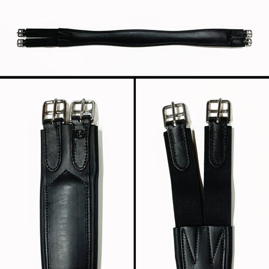 English Overlay Girth - Black - Black Elastic