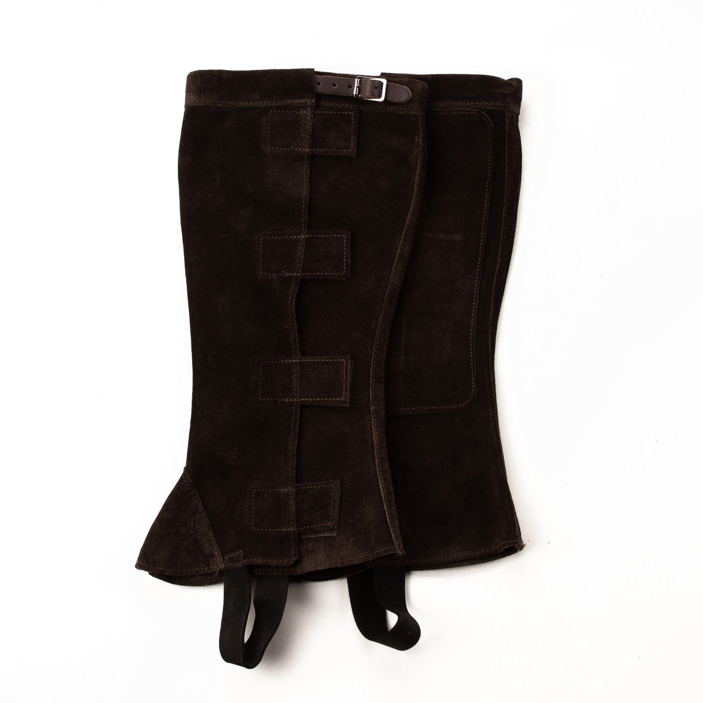 Half Chaps - Brown Suede - Velcro & Buckle Closure with Brown Strap