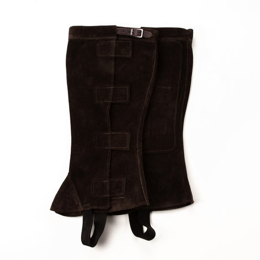 Half Chap - Brown Suede - Velcro & Buckle Closure with Brown Strap