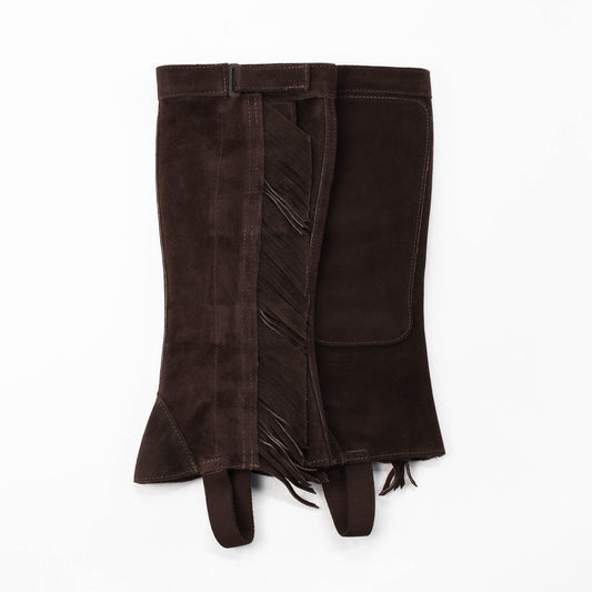 Half Chap - Fringe - Brown Suede - Velcro Closure