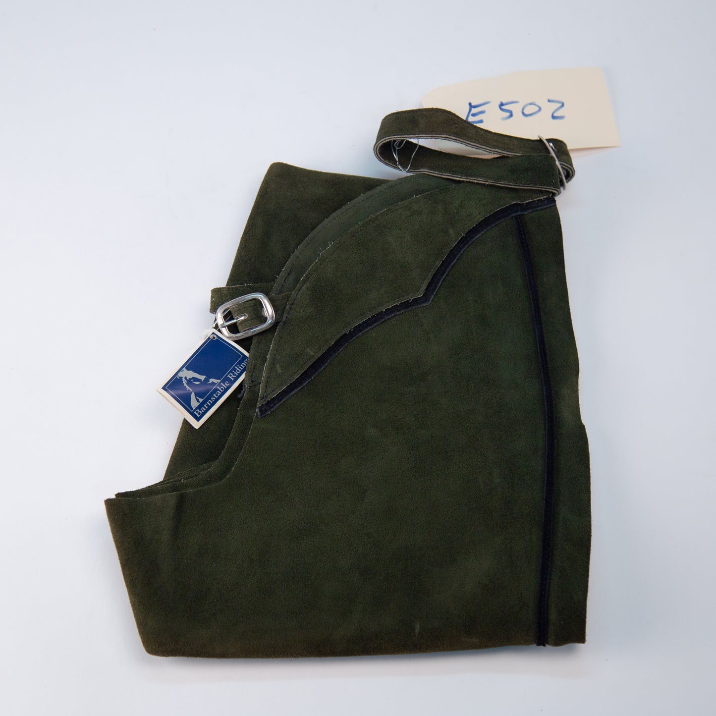 English Schooling Chaps - Hunter Suede - Black Stripe