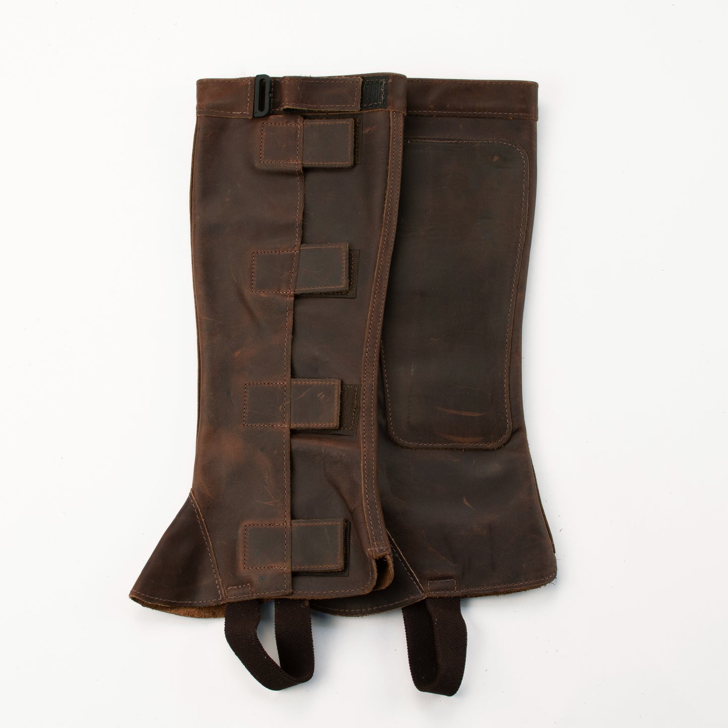 Half Chap - Distressed Dark Brown Top Grain Leather - Velcro Closure
