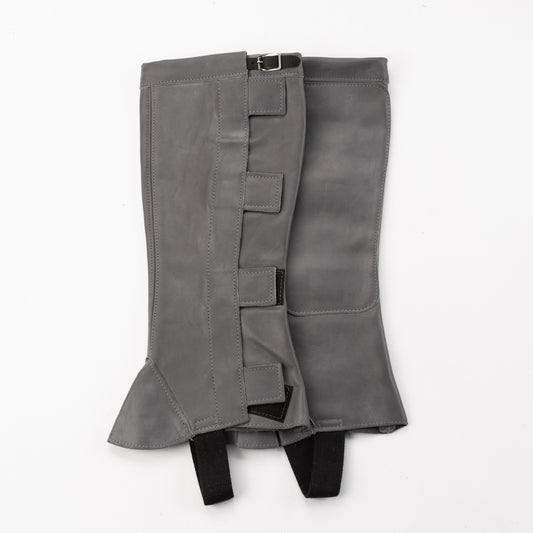 Half Chap - Grey Top Grain Leather - Velcro & Buckle Closure