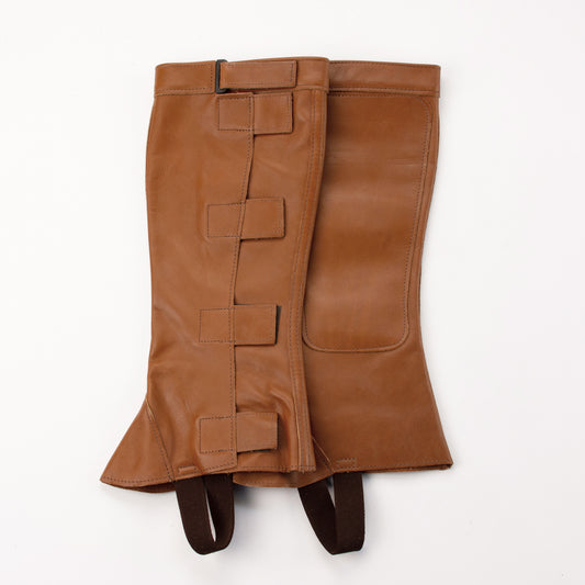 Half Chap - Tan Pull-Up Top Grain Leather - Velcro Closure