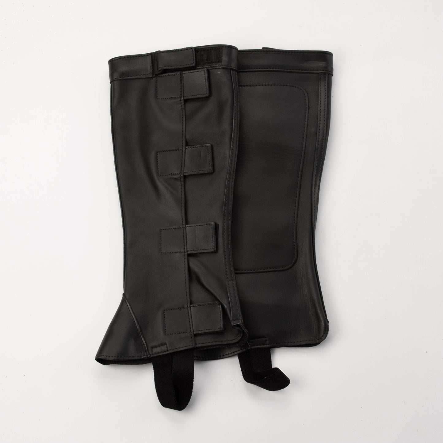 Half Chaps - Black Top Grain Leather - Velcro Closure