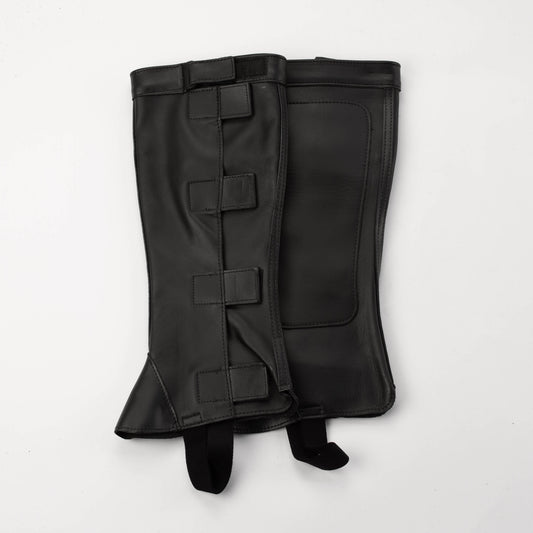 Half Chap - Black Top Grain Leather - Velcro Closure