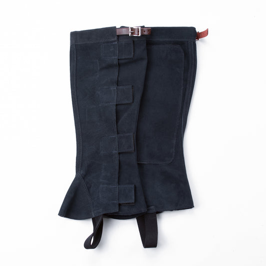 Half Chap - Navy Suede - Velcro & Buckle Closure with Brown Strap