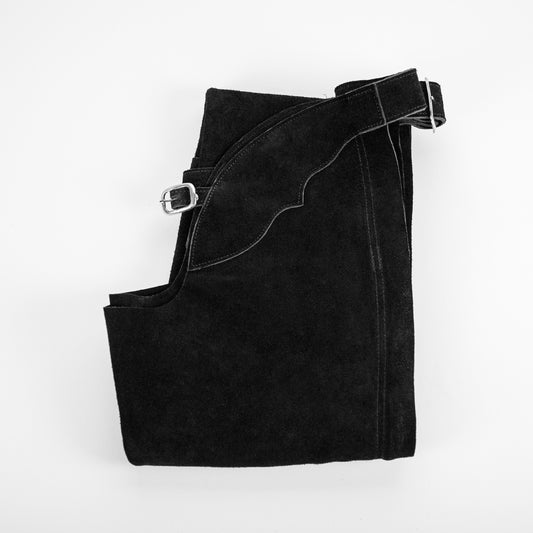 Western Boot Cut Chaps - Black Suede