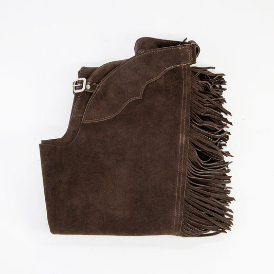 Western Boot Cut Chaps - Brown Suede - (Wrong Picture) -- No Fringe