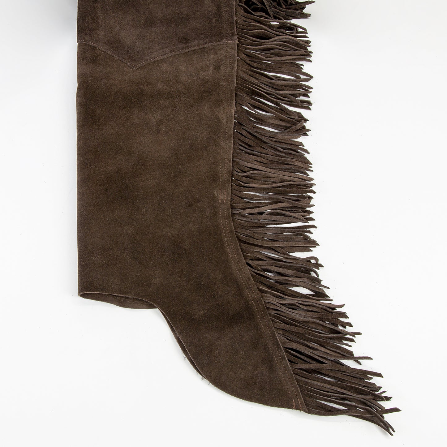 Western Equitation Chaps - Brown Suede - Fringe - Single Concho