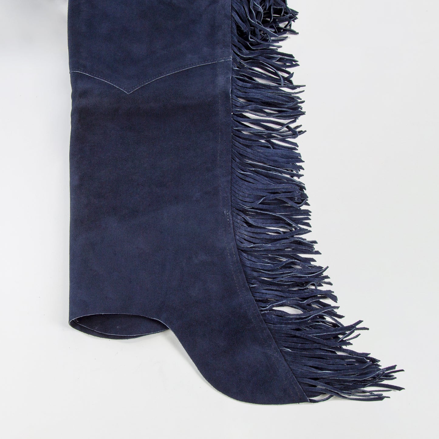 Western Equitation Chaps - Navy Suede - Fringe - Double Concho