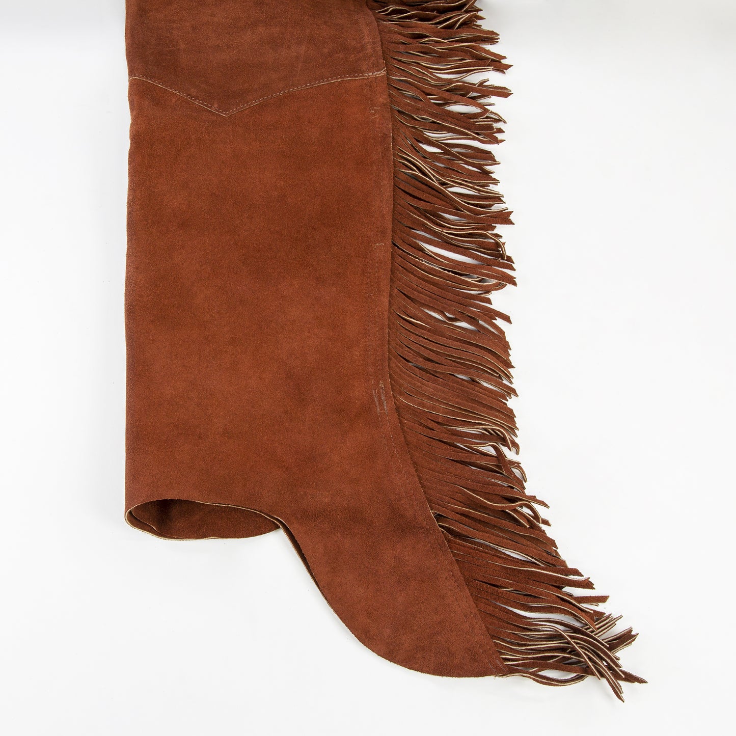 Western Equitation Chaps - Rust Suede - Fringe - Single Concho