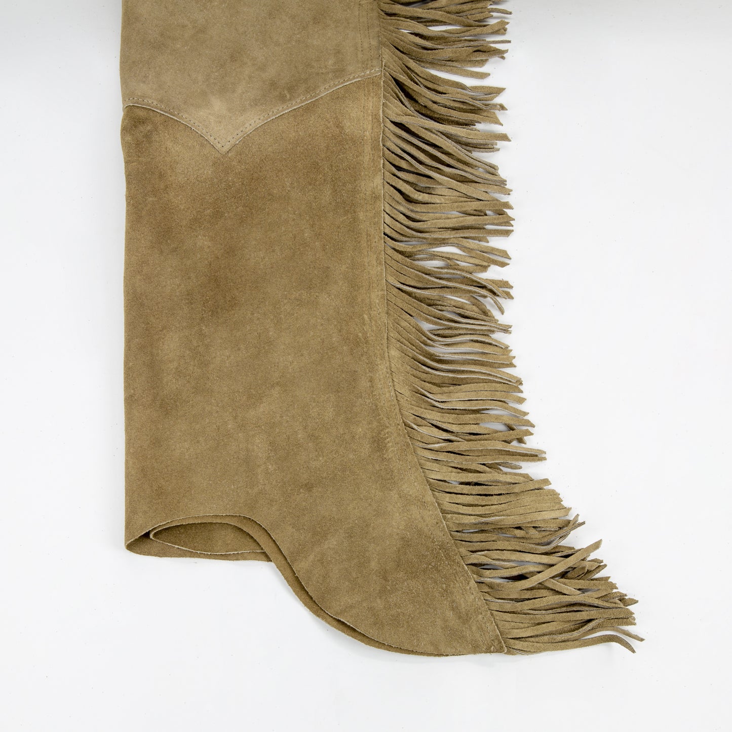 Western Equitation Chaps - Taupe Suede - Fringe - Double Concho